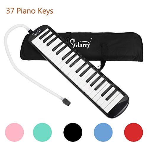Glarry 37 Key Melodica Instrument Keyboard for Music Lovers with Mouthpiece with Hose Bag Black (37-key, Black)