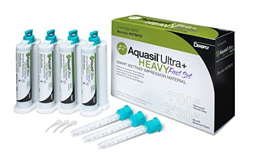 Aquasil Ultra+ Smart Wetting Tray Impression Material Vinylpolysiloxane Refill 50 mL Heavy Body Regular Set Light Green Unflavored (Pack of 4)