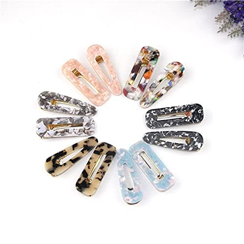 12 Pcs Fashion Acrylic Resin Hair Clips Set,Marbled Duckbill Clips Alligator bobby pins Geometric Hairpin Hair Accessories Hair Barrettes for Women Girls and Ladies Headwear Styling Tools