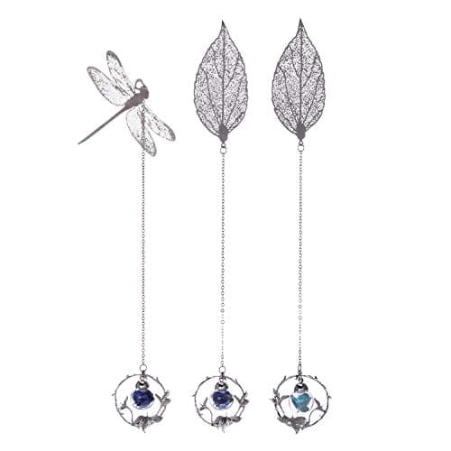 Bookmark Creative Books Mark with Beautiful Pendants - Exquisite Glass Ball Holding Preserved Fresh Flowers (SkyBlue)