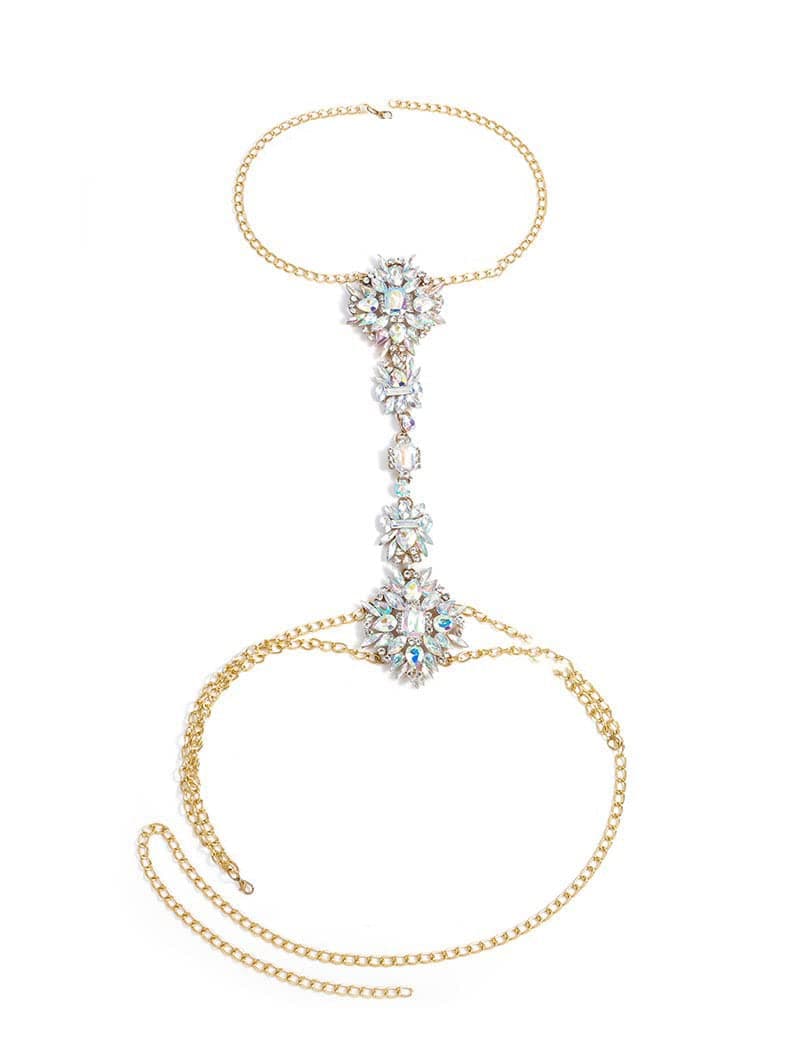 MAKINGTECBoho Rhinestone Statement Chain Crystal Necklace Body Chain Summer Beach Body Jewelry Accessories for Women and Girls (AB Colorful)