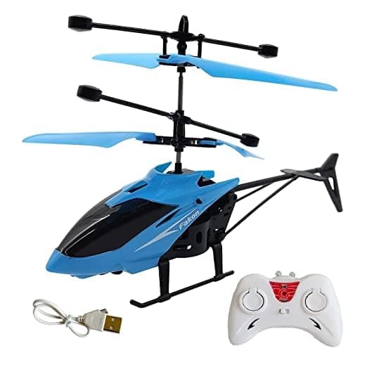 RC Helicopter with Hand Gravity Sensor, Flying Remote Control Helicopter Toy, Charging Helicopter with 3D Light & Safety Sensor for Kids Age 4+ Years I Pack of 1 - Blue Colour