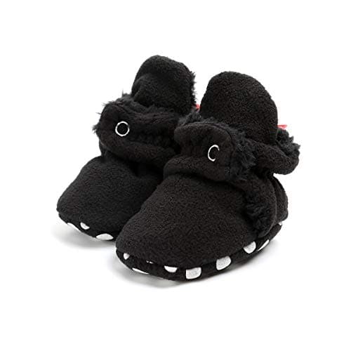 ENERCAKE Baby Boys Girls Cozy Fleece Booties with Grippers Stay On Infant Slippers Newborn Socks Baby Winter Crib Shoes
