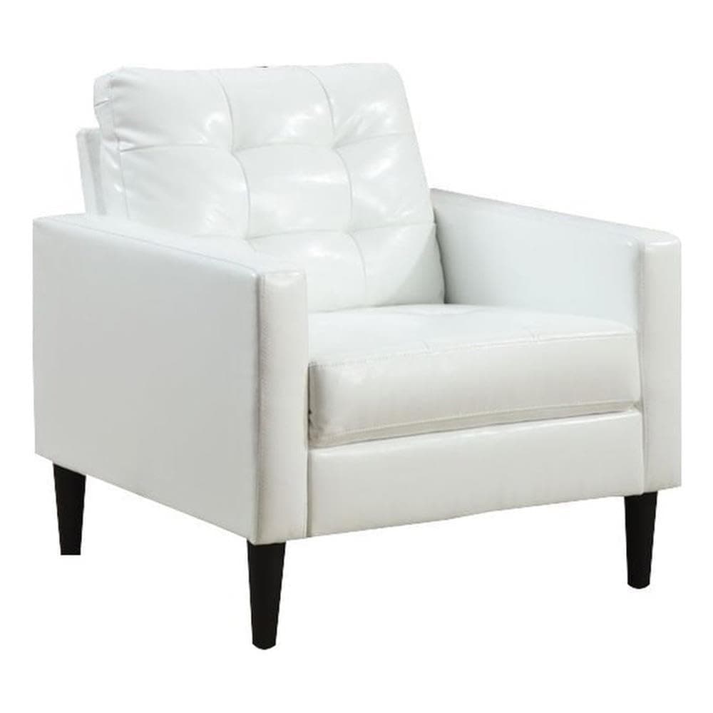 Acme Balin Faux Leather Tufted Accent Chair in White