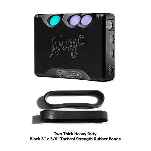 Chord Mojo Mobile DAC/Headphone Amplifier with 2 Thick Heavy Duty Black 3" X 3/8" EPDM Rubber Bands