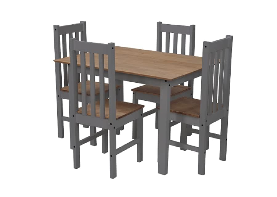 Furniture 321 Corona Dining Set with Table and 4 Chairs Pine and Grey No Delivery to Flats