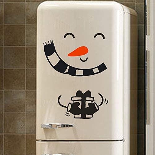 Christmas Snowman Wall Refrigerator Stickers, Cute Sticker Fridge Happy Snowman Kitchen Fridge Wall Refrigerator Vinyl Stickers Art DIY Wall Decal Home Decor (A)