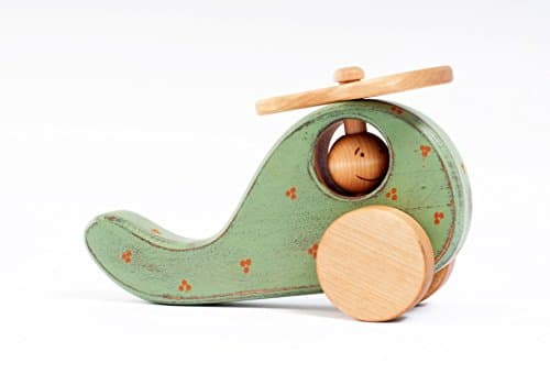 Kids Baby True Handmade Wood Learning Toy Mint Green Helicopter