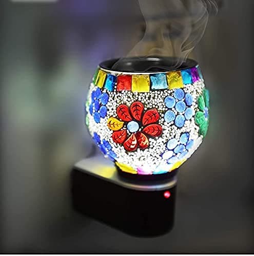 Spocky Decor Aroma Diffuser | Kapoor Dani Cum Night Lamps Multi Functional Essential Oil Camphor Burner for Fragrance with Switch On/Off Button for Heating (Model-010)