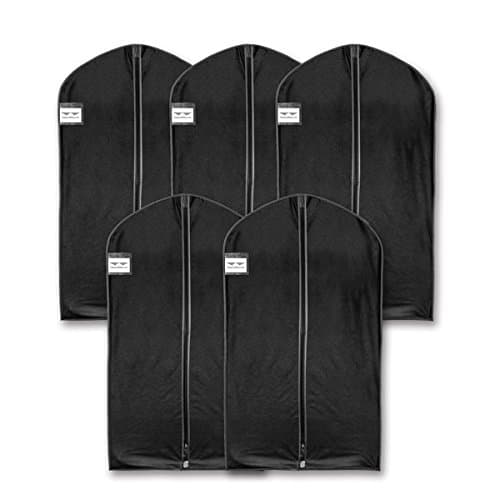 HangerMasterSuit Garment Covers 110cm (44") Black Breathable Protective Case & Bag - 5 Pack (Black)