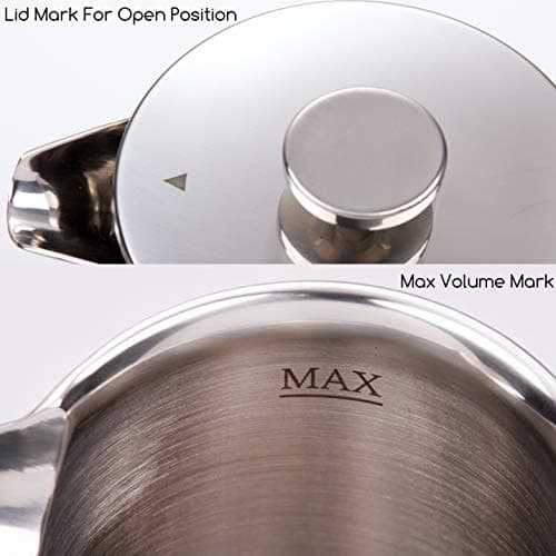 Lordeon French Press Cafetiere | Stainless Steel Coffee Maker 1l (8 Cup) | Double Wall Insulation | Cafetiere Set Includes Coffee Measuring Spoon with Bag Sealing Clip & 2 Replacement Filters