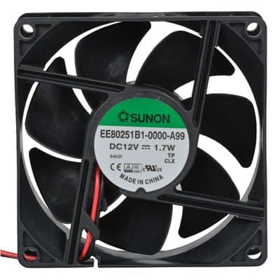 SUNON EE80251B1-0000-A99 DC Brushless Tubeaxial Fan, 41 CFM, 80 mm L x 80 mm W x 25 mm H