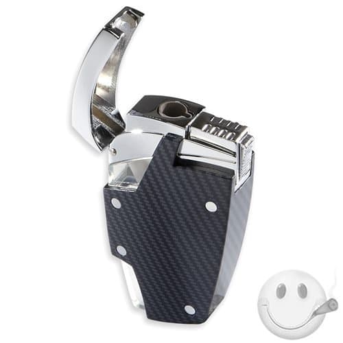 2pc Carbon Fiber Style Torch Flame Gas Butane Lighter Cool Jet Fibre