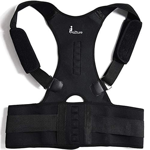 Posture Corrector Adjustable Neoprene Back Support Back Brace Lumbar Waist Support Belt Full Back Support Unisex Improves Poor Posture Provides Back Pain Relief - with Free Underarm Pads by PoZture