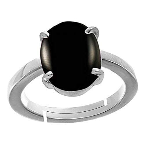 7.00 Ratti / 6.25 Carat Certified Black Onyx Hakik Stone Panchdhatu Silver Adjustable Ring For Men And Women
