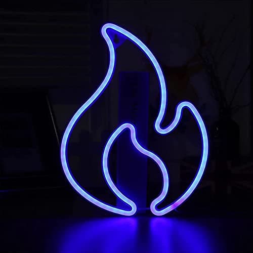 Flame Neon Sign, LED Hanging Neon Light, USB/Battery Powered, for Bedroom Wall Decor, Kids Room, Restaurant, Party, Bar, Birthday Gift (Blue)