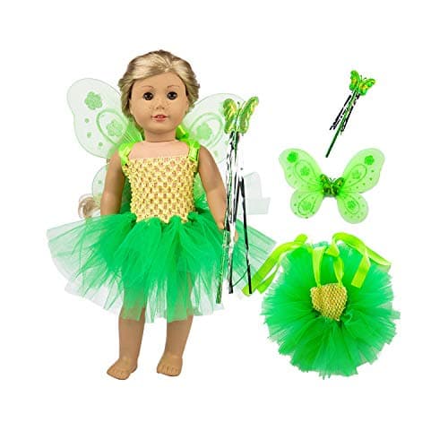 Everydlife 18 Inch Doll Clothes Accessories , Costume Tutu Angel Wings & Magic Wand for 18 Inch Girl Doll Outfits ,Fancy Gift for Kids Girl Doll Outfits Gift for Kids