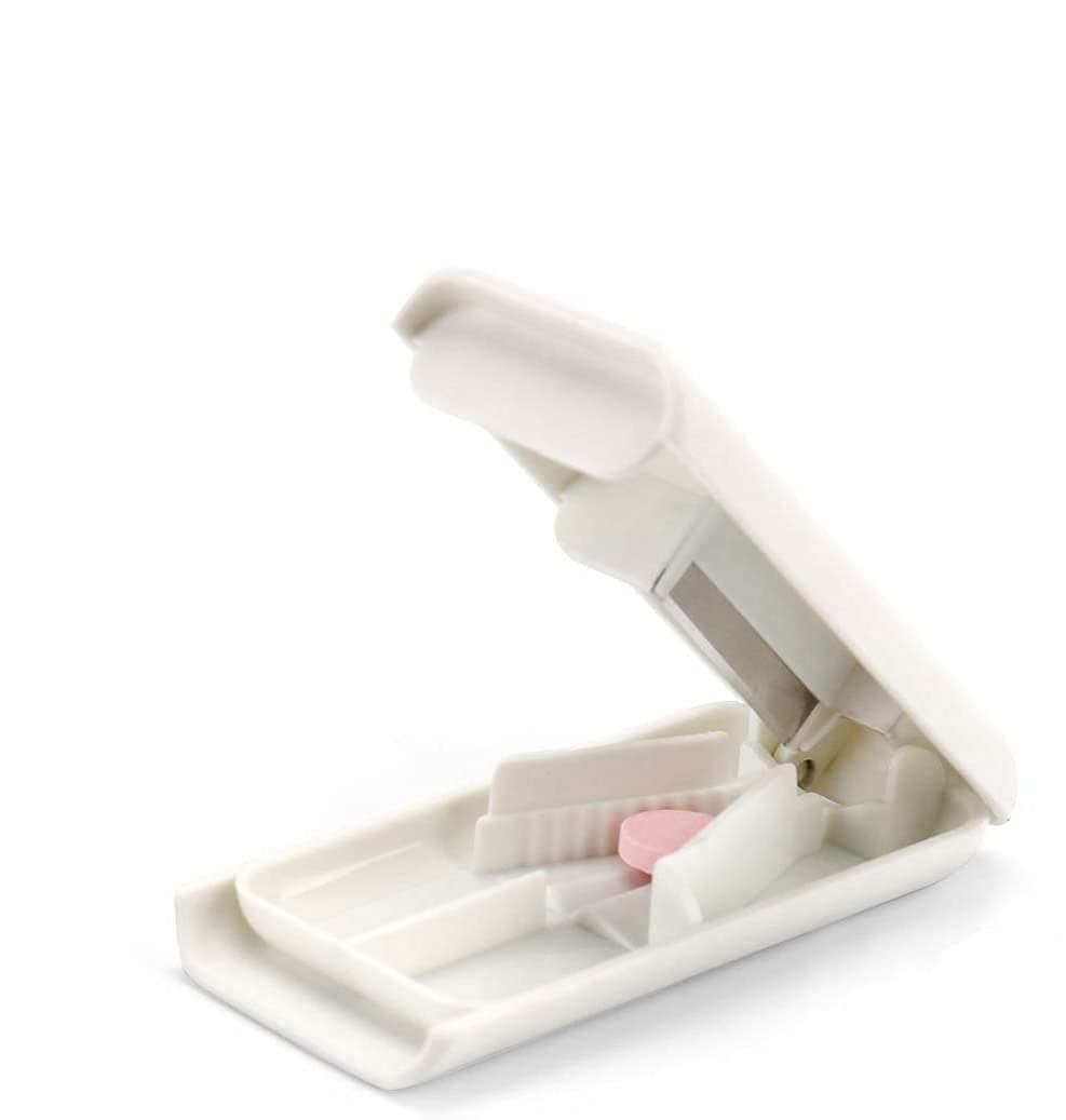 White Pill Box Travel Pill Cutter Pill Splitter Pill Divider Pill Dispenser with Case