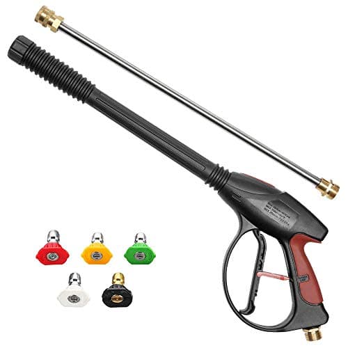 High Pressure Washer Gun 4000PSI Power Spray Gun with 21 inch Extension Wand Lance, M22 14mm Fitting, 5 Quick Connect Nozzles for Car Washer Cleaning Tool