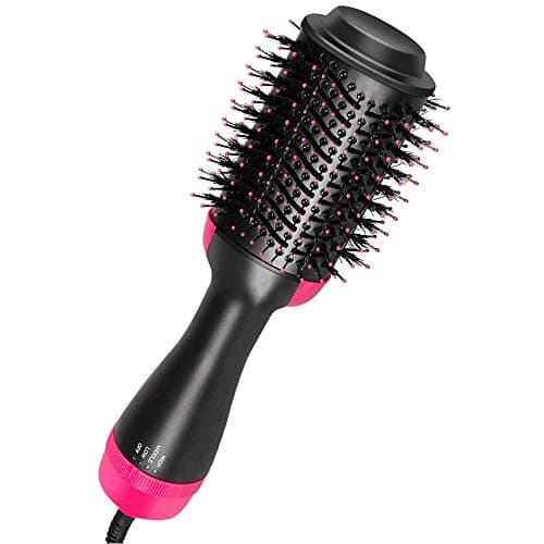 Hair Dryer Brush, Upgraded Hot Air Brush One-Step Hair Dryer & Volumizer, 4-in-1 Blow Dryer Brush with Negative Ionic for Drying Styling Straightening and Curling - Rose