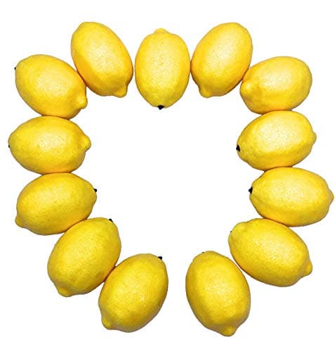 Dasksha Large Lemon 14 Piece Set of Artificial Fake Fruit - Realistic Home Decor and Lifelike Home Staging