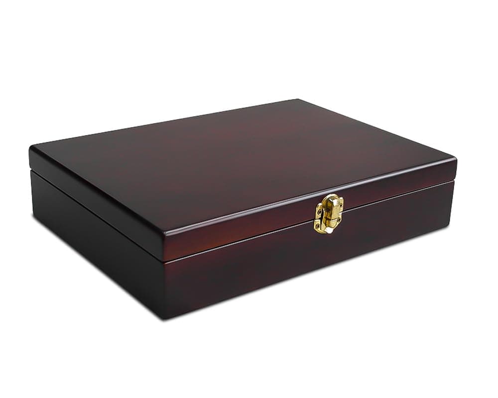 Wooden Storage Box with Hinged Lid and Front Clasp for Craft Gifts storage box - 10.79" x 7.8" x 2.4" - Rosewood color