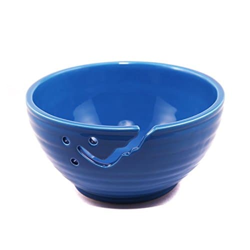 Darn Good Yarn Ceramic Yarn Bowl, Decorative Storage Bowl (Belize Blue)