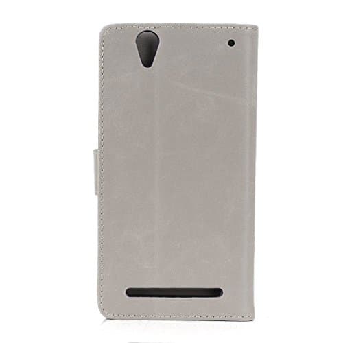 Business Wallet Leather Flip Cover with Stand for Sony Xperia T2 Ultra D5306/Ultra Dual D5322 - Retail Packaging - Grey
