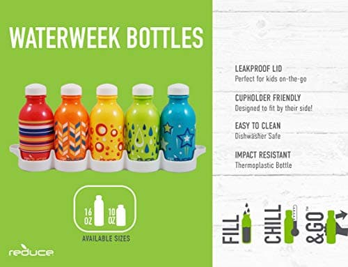 Reduce 01309 Waterweek Kids Simply Sweet Waterbottle, Set of 5