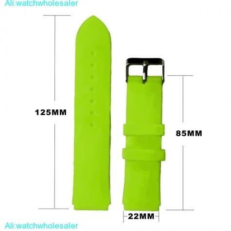 22mm Neon Green Color Silicone Jelly Rubber Unisex Watch Band Straps