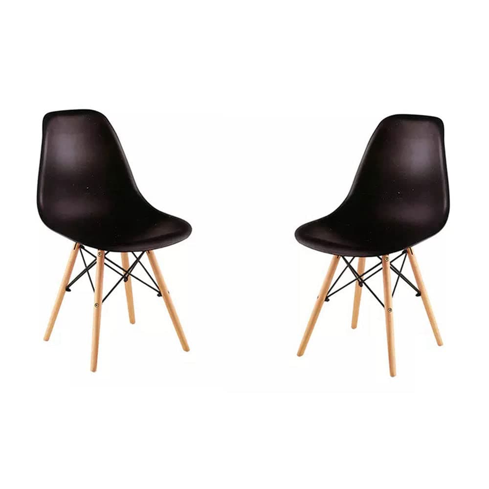 Wooden Legs Dining Chairs, Chairs with Back for Kitchen Lunch Dinner Table Side Mordern Design Chairs with Natural Wood Legs for Home Office Decor (2PCS Chairs-Black)