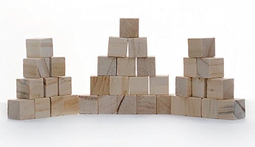Wooden Craft Blocks Unfinished Natural Cubes Premium Wood Pieces DIY Projects 35 pcs. per package 5/8" size