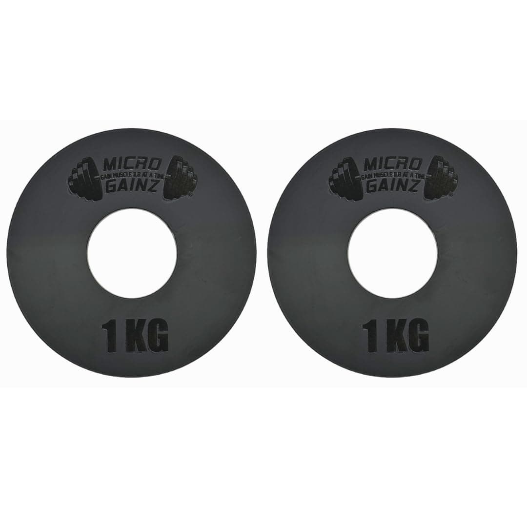 Micro Gainz Kilogram Fractional Weight Plate Set of 2 Plates, .25KG, .50KG or 1KG, Plate Set Designed for Olympic Barbells & Strength Training, Made in USA