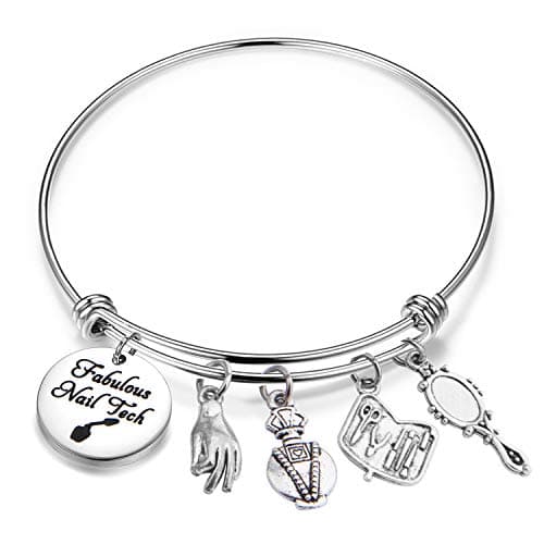 Lywjyb BirdgotNail Tech Gift Nail Artist Gift Beautician Gift Nail Tech Charm Bracelet Manicurist Gift Manicurist Graduation Gift Nail Technician Jewelry