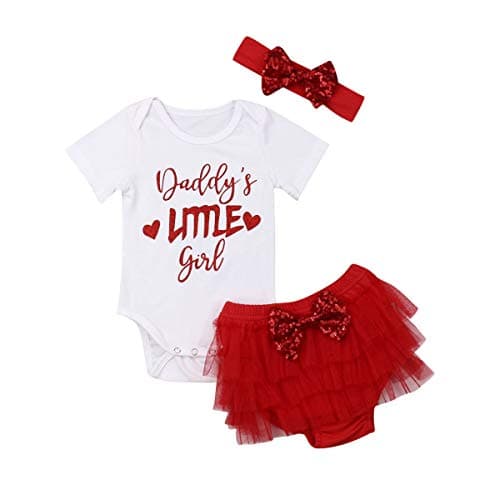 Father's Day Outfit Infant Baby Girl Clothes Set Short Sleeve Romper Jumpsuit Bodysuit+Pants Shorts+Headband Outfit