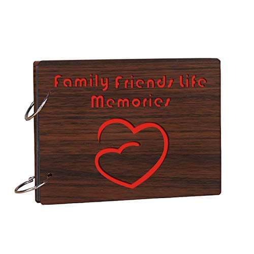 Studio Shubham Teak Wooden Tex Ture Family Friends Life Memories Photo Album (26 cm x 16 cm x 4 cm, Brown)
