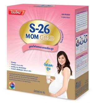 S-26 Mom Gold : Low Fat Milk Powder Instant High Calcuim & Folate Vanilla Flavor for Pregnant 600 g Best Seller of Thailand