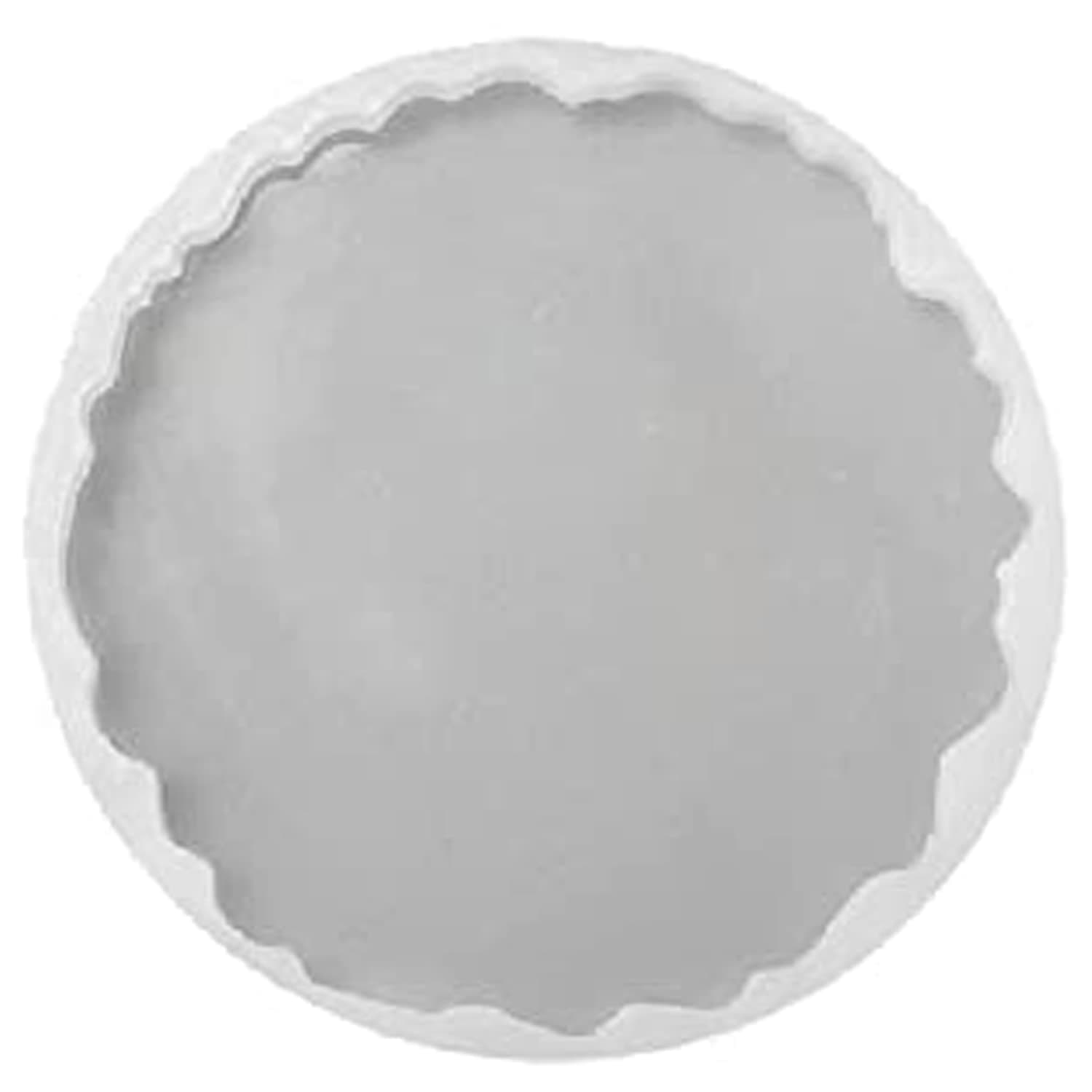 URBAN BOX Silicone Resin Tray Mold,8 inch 6mm Deep Zig Zag Round Dish Mold Serving Tray with Edge, Circle Plate Epoxy Resin Casting Mold for DIY Faux Agate Tray, Serving Board, Coaster, Home Decor-4