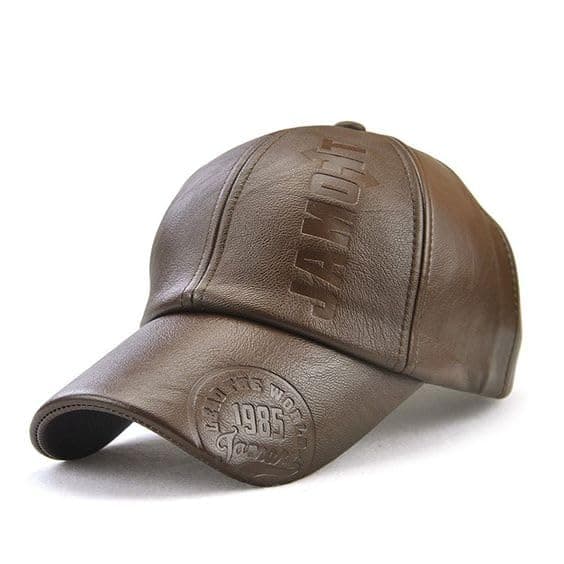 - Leather Cap - Elevate Your Look with Timeless Style and Unmatched Sophistication Unleash Your Inner Icon: Premium Brown PU LeatherCap for Bold Souls
