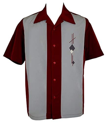 Lucky Paradise Mens Camp Shirt, Vintage Cuban Style Bowling Shirt ~ Schnapps