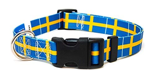 Sweden Dog Collar | Sweden Flag | Quick-release Buckle | Made in NJ, USA | for Large Dogs