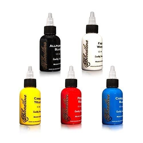 Bloodline 5 Color Primary Tattoo Ink Set - 1/2 oz Bottles