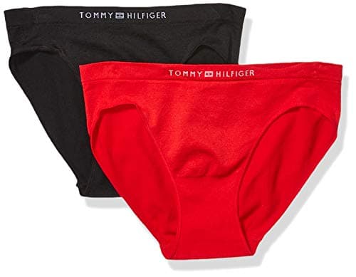 Tommy Hilfiger Women's Seamless Bikini Underwear Panty, Multipack, Apple Red, Navy Blazer Blue - 2 Pack, X-Small