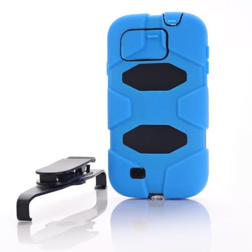 Zahren Technologies Blue Sport Outdoor Military Heavy Duty Survivor Case Belt Clip For Samsung Galaxy S4 i9500 + Screen Protector