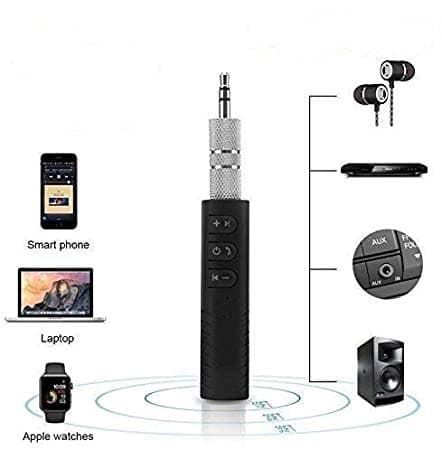 VOSAVO BT450 Wireless Bluetooth Receiver 3.5mm Jack Stereo Bluetooth Audio Music Receiver Adapter for Speaker Car Aux Hands Free Kit Compatible with All Android, iOS and iOS Devices - Assorted Colour