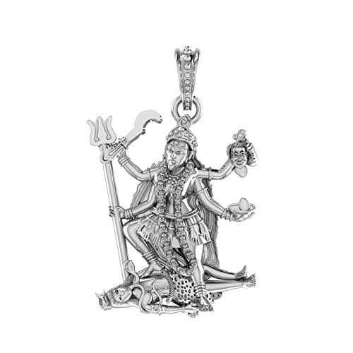 AKSHAT SAPPHIRE Sterling Silver (92.5% purity) Goddess Kali Maa Pendant for Men & Women Pure Silver Lord Maa Kaali Locket for Good Health & Wealth