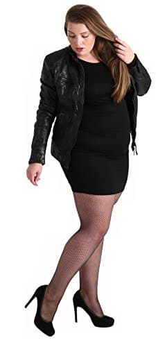 Plus Size Luxury Fishnet Tights Black. Special Pantyhose Lingerie for Large Sizes 12-28 [Made in Italy]