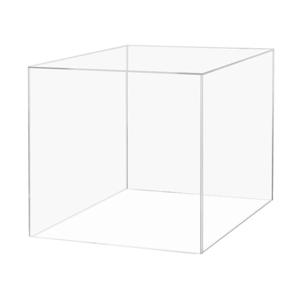 15" Acrylic Display Riser Box with One Open Side No Lid One Piece Versatile Clear Square Retail Merchandise Storage Bin or Product Platform No Assembly by Marketing Holders