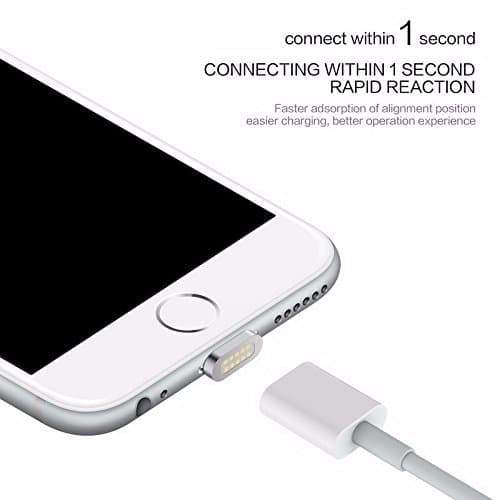 Strong Magnetic Charging Lightening and Data Cable; iOS; 1m Cable. Suitable for iPhone 6/6S/6 Plus, iPhone 7/7 Plus, iPhone 5/5S, iPad Mini, iPad Pro, iPad Air (Gold)