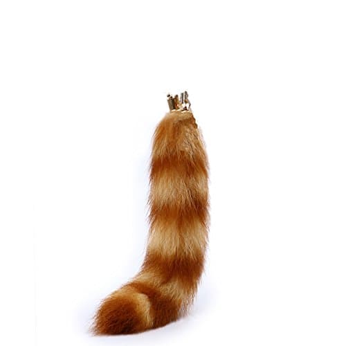 Huloo Yellow Water raccoon fur fox tail bag pendant key about 10in - 12in